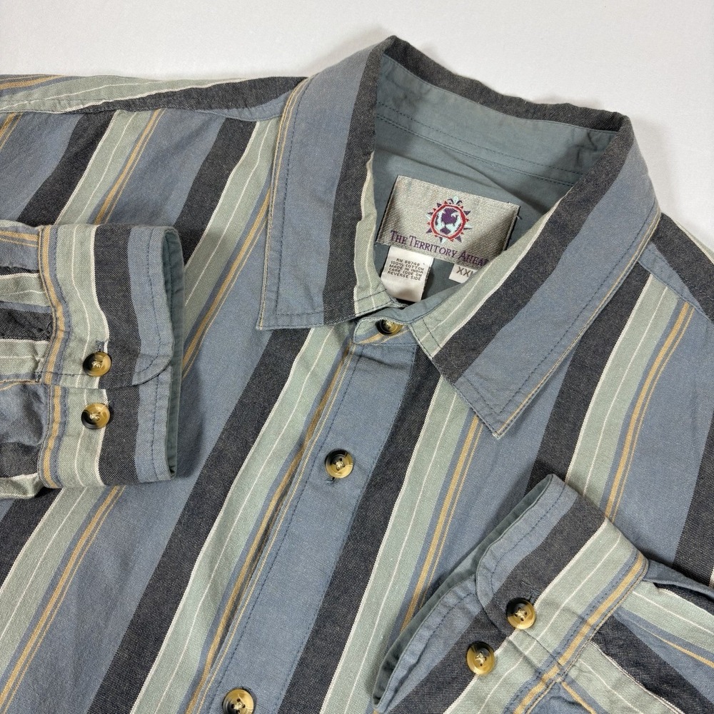 The Territory Ahead Men's XXL Striped Shirt Pockets Long Sleeve Button-Up